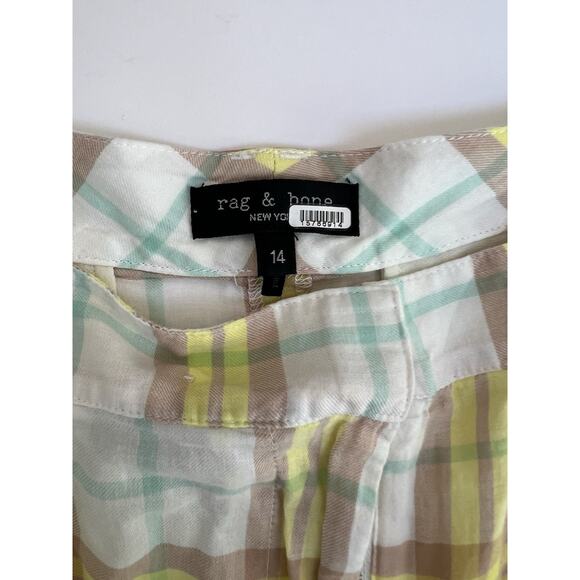 Rag & Bone Yellow Ivy Plaid High-Waisted Retro Cotton Shorts Size 2 - Picture 4 of 8